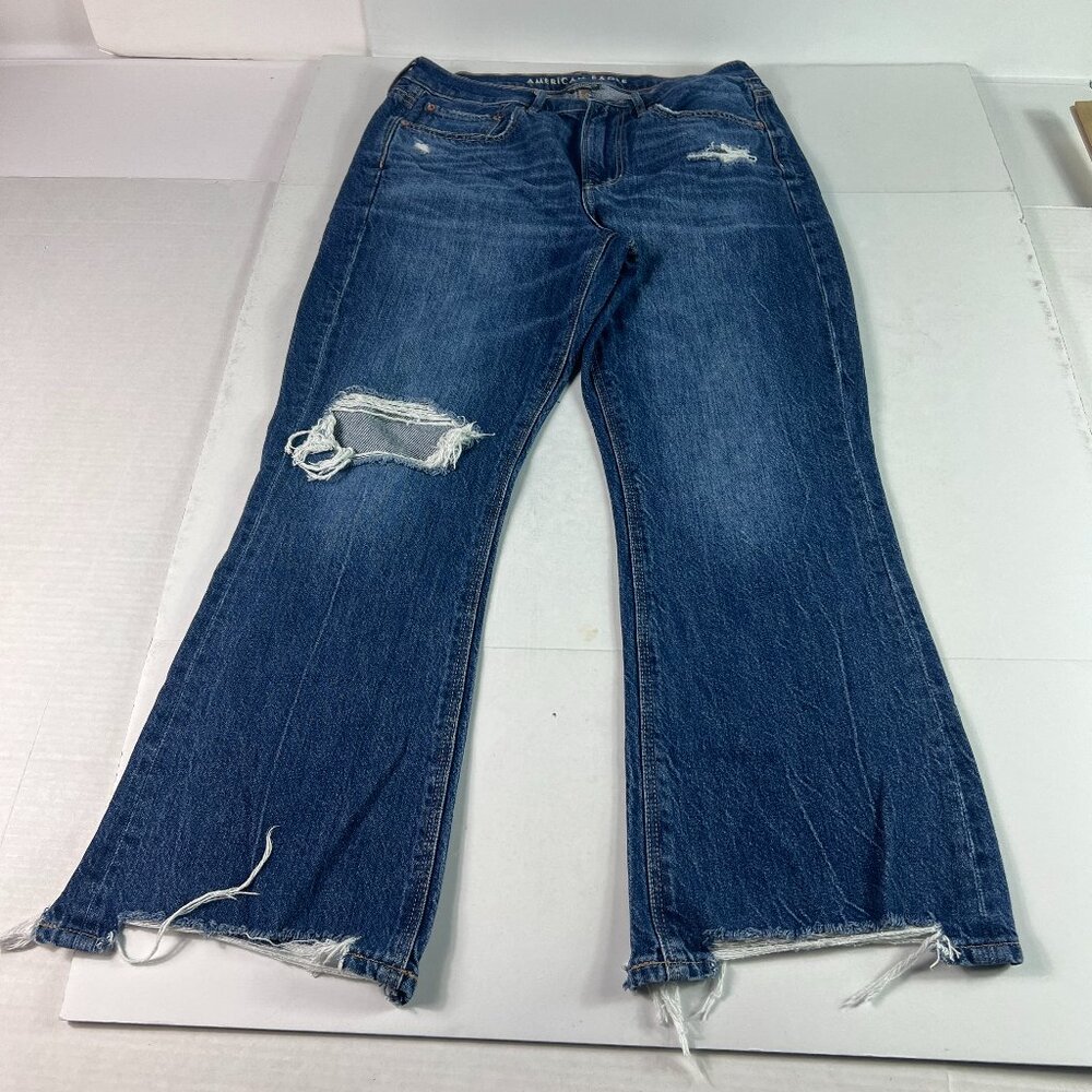 American Eagle Jeans Women's 30x25* 90s High Rise Flare Crop Blue Denim Tag 6S